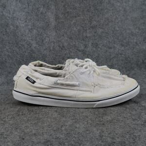 Vans Shoes Womens 7 Boat Shoe Sneakers Canvas White Casual Two Eye Trainer White